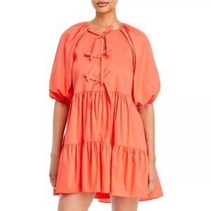 NWT Cinq à Sept Lynn Tiered Puff Sleeve Dress 🧡